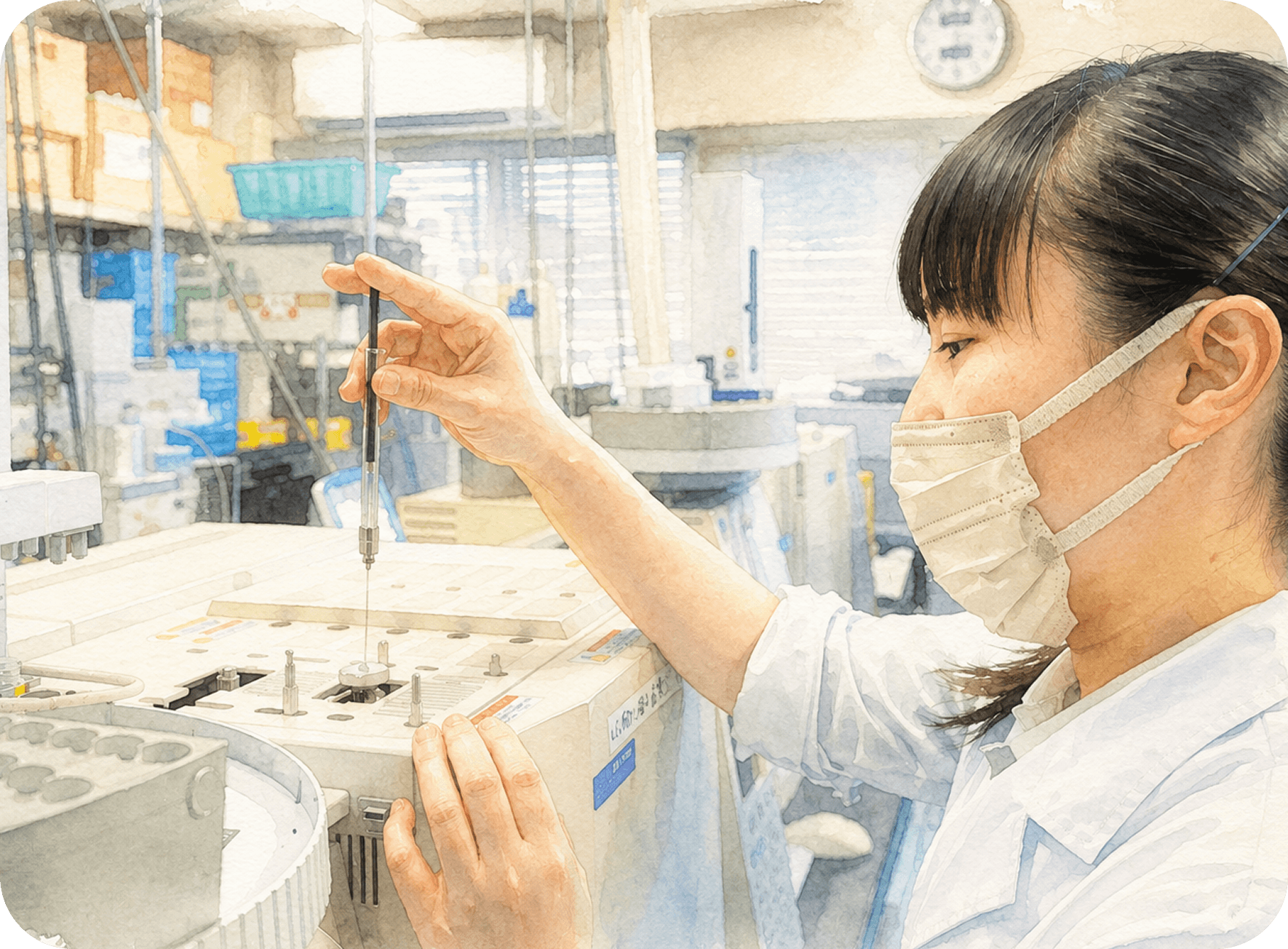 研究室で働く社員