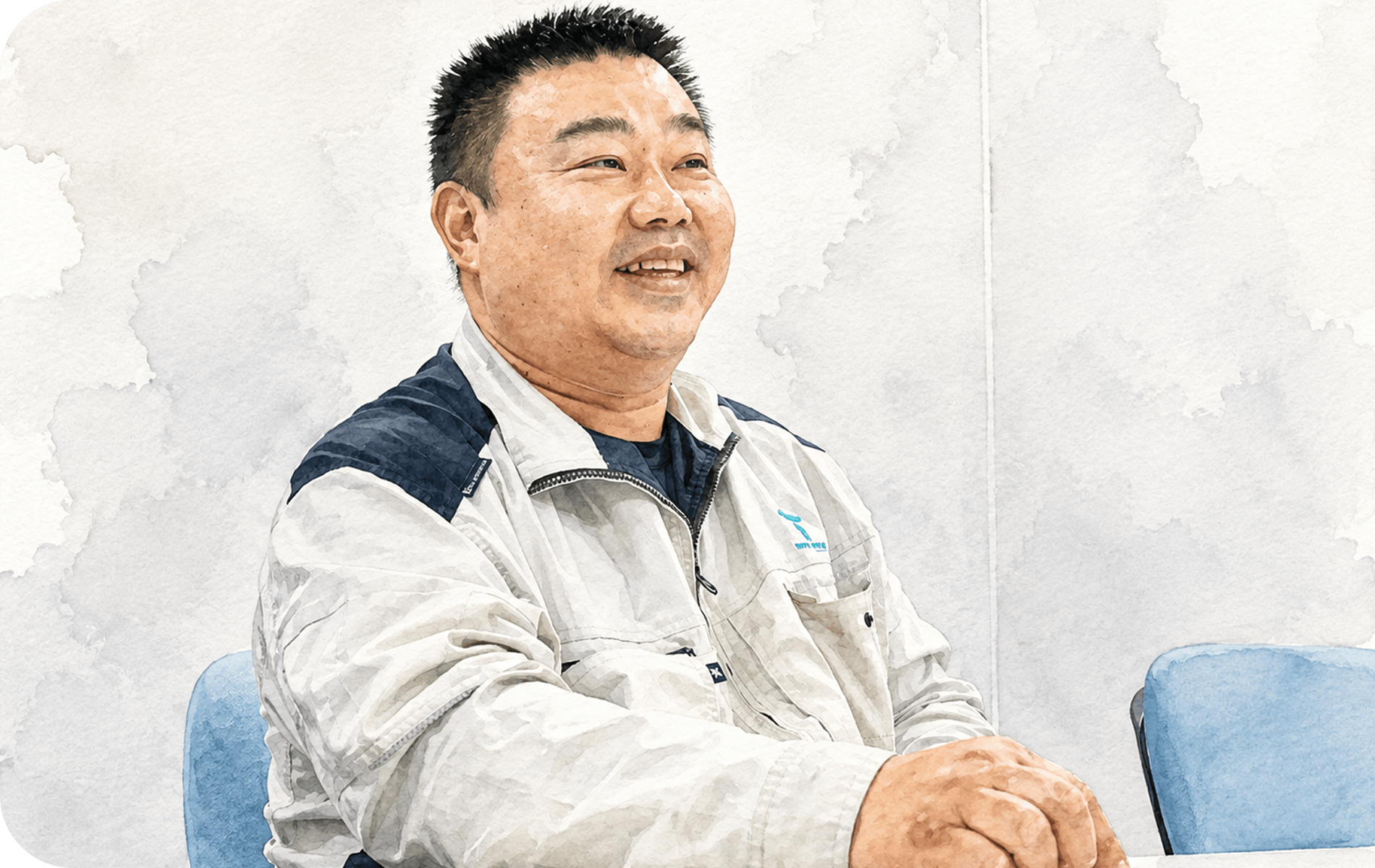 インタビューに答える影山さん